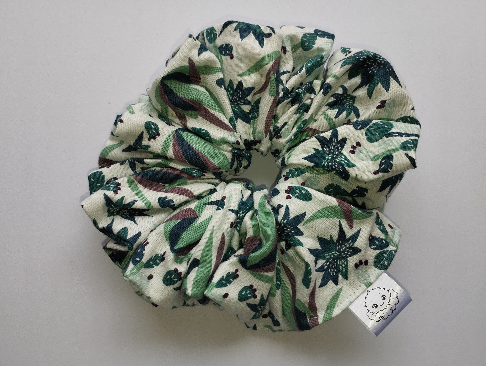 Botanical Cream Jumbo Scrunchie handmade in Cumbria by Scrunchlings