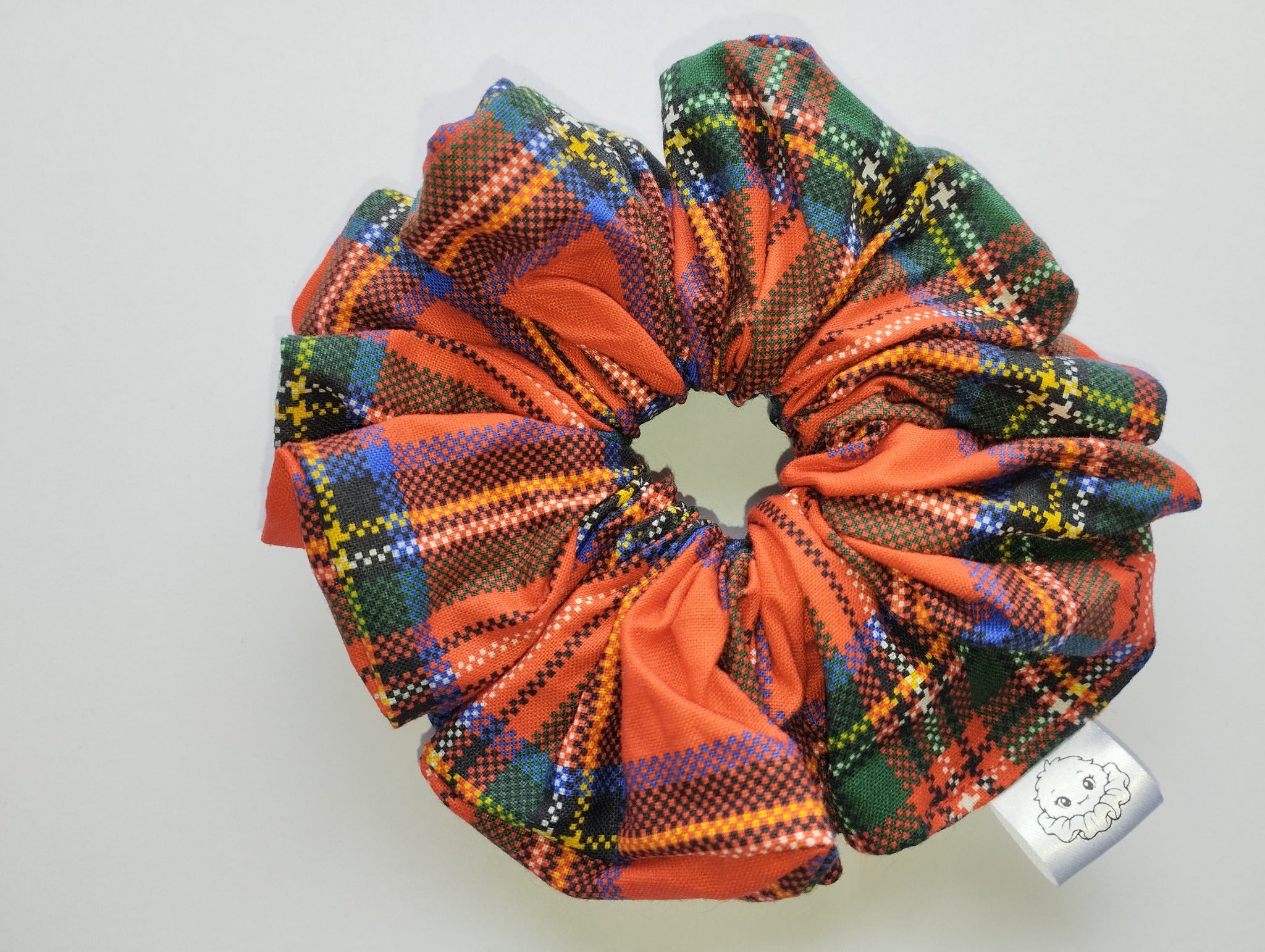 Red Tartan Jumbo Scrunchie handmade in Cumbria by Scrunchlings