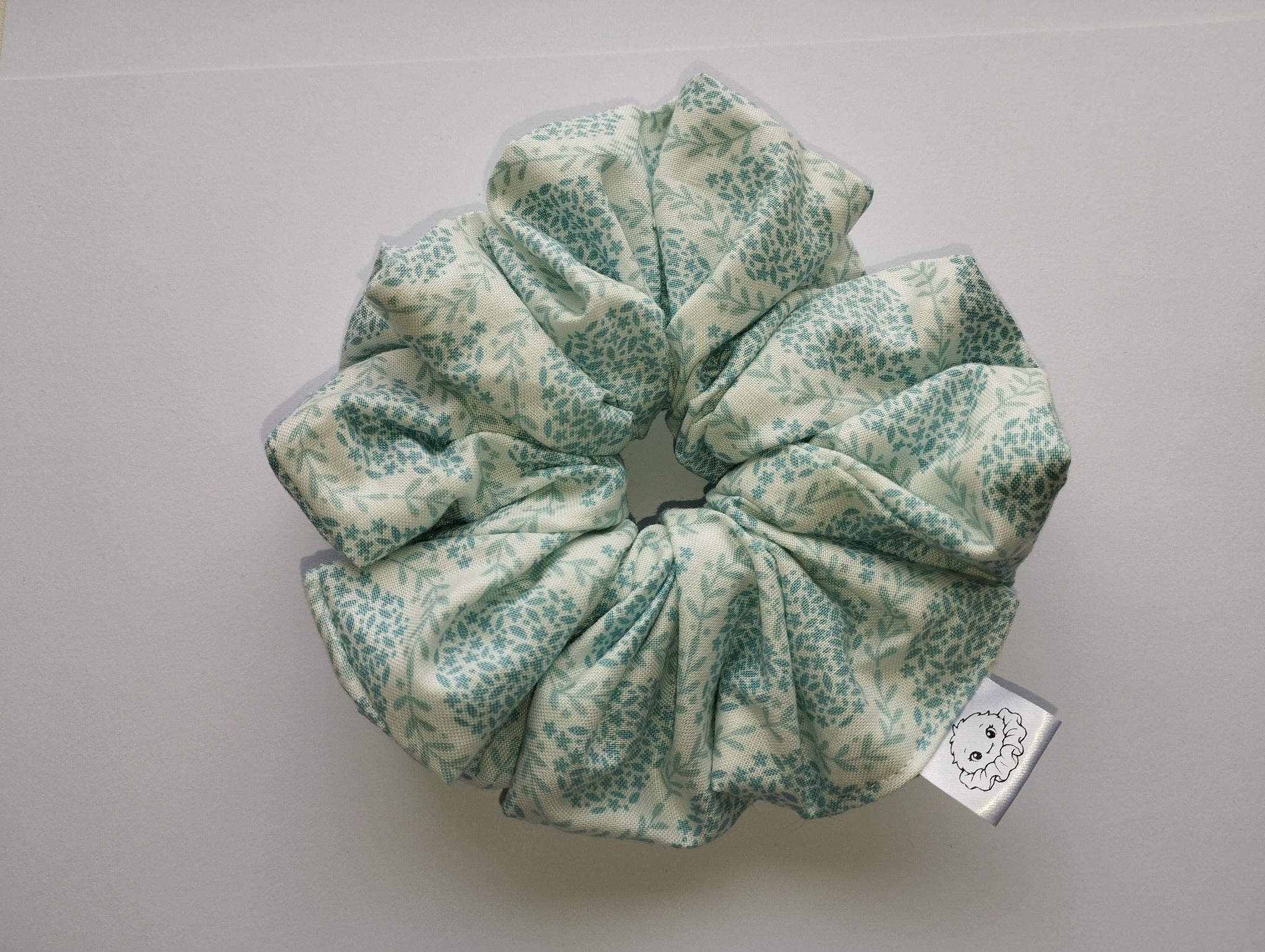 Duck Egg Lace Jumbo Scrunchie handmade in Cumbria by Scrunchlings
