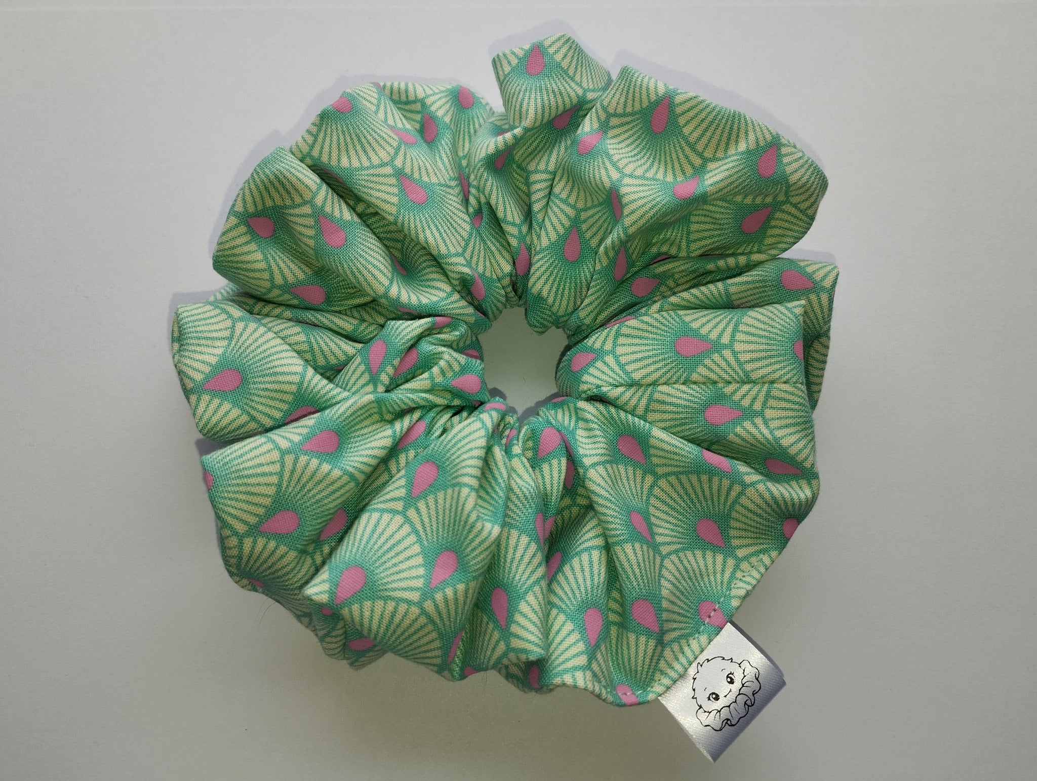 Mint Fan Jumbo Scrunchie handmade in Cumbria by Scrunchlings