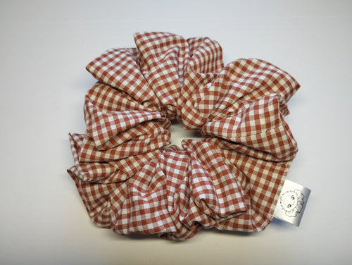 Berry Gingham Jumbo Scrunchie handmade in Cumbria by Scrunchlings