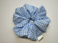 Sky Gingham Jumbo Scrunchie handmade in Cumbria by Scrunchlings