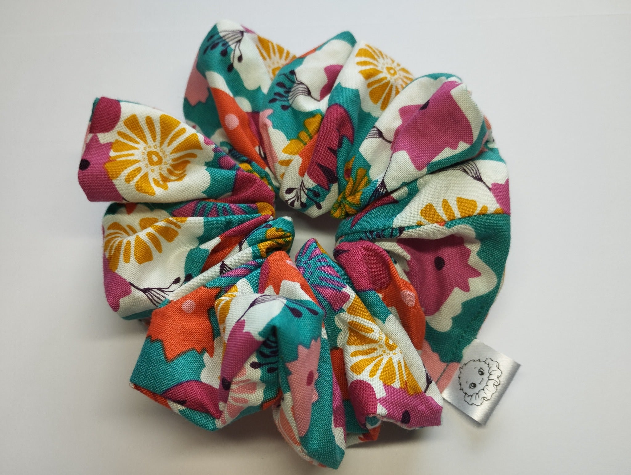 Tropical Bloom Jumbo Scrunchie handmade in Cumbria by Scrunchlings