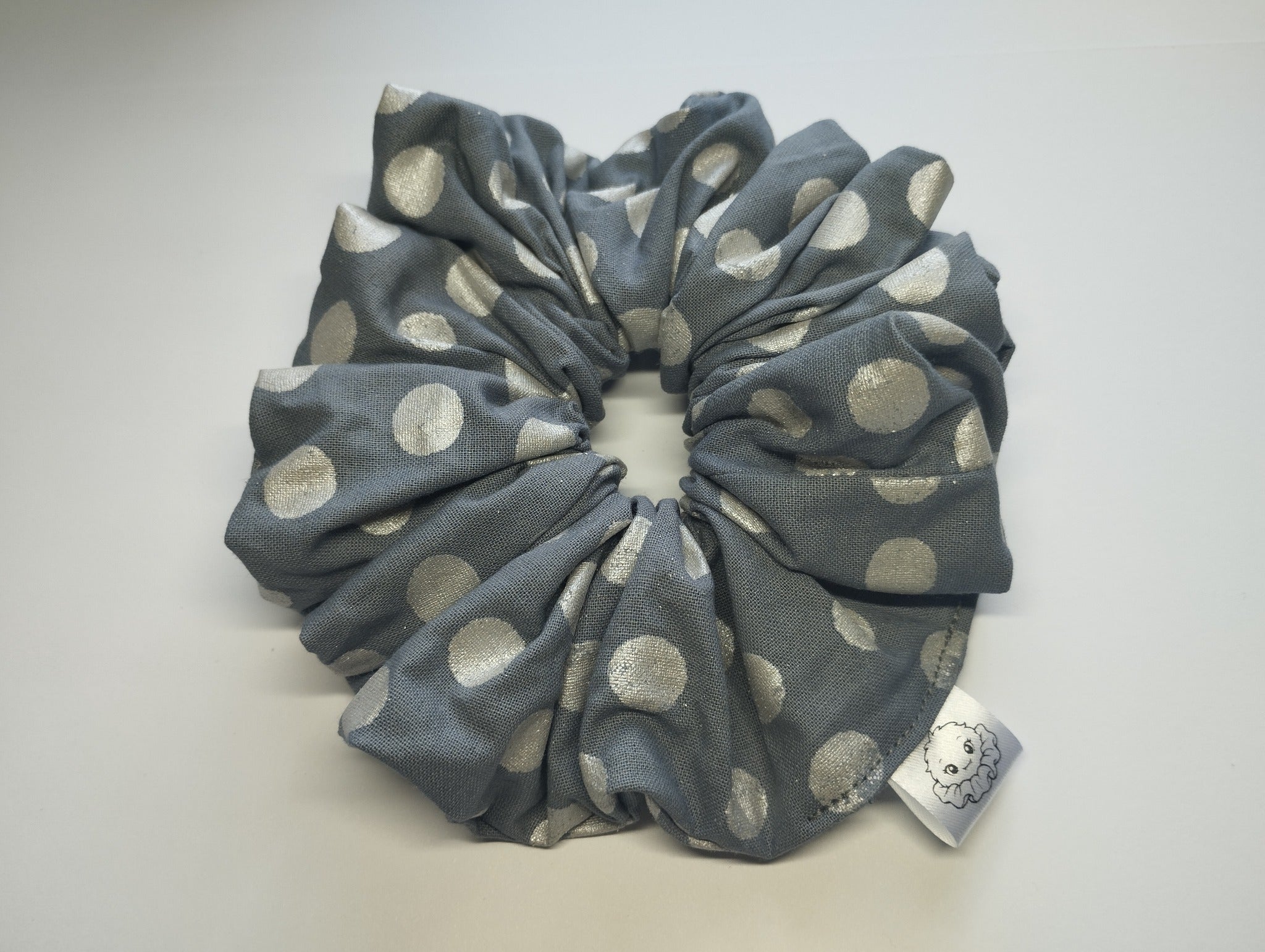 Silver Spot Jumbo Scrunchie handmade in Cumbria by Scrunchlings