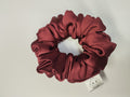 Burgundy Satin medium scrunchie handmade in Cumbria by Scrunchlings