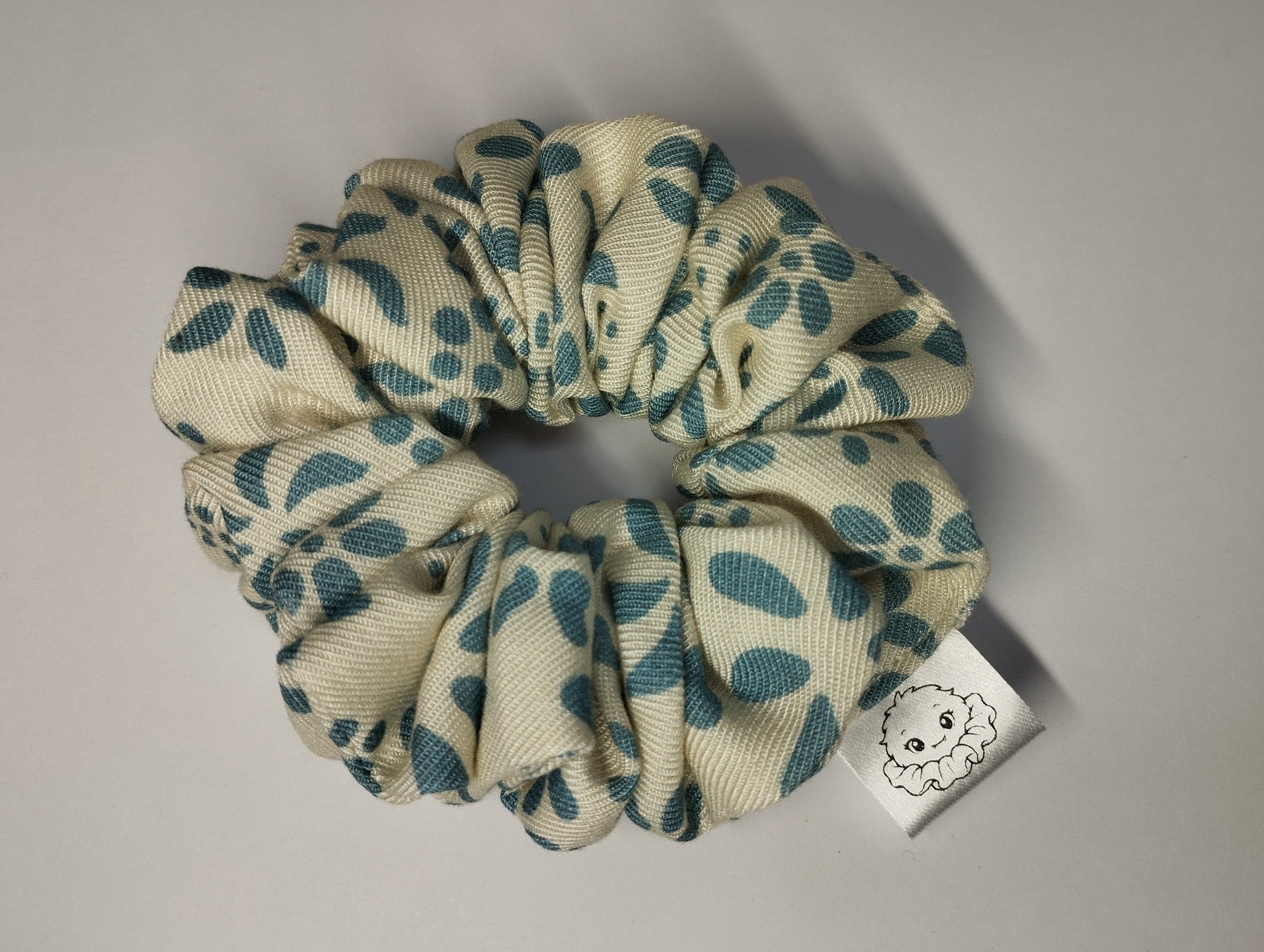 Floral Polka Dot medium scrunchie handmade in Cumbria by Scrunchlings