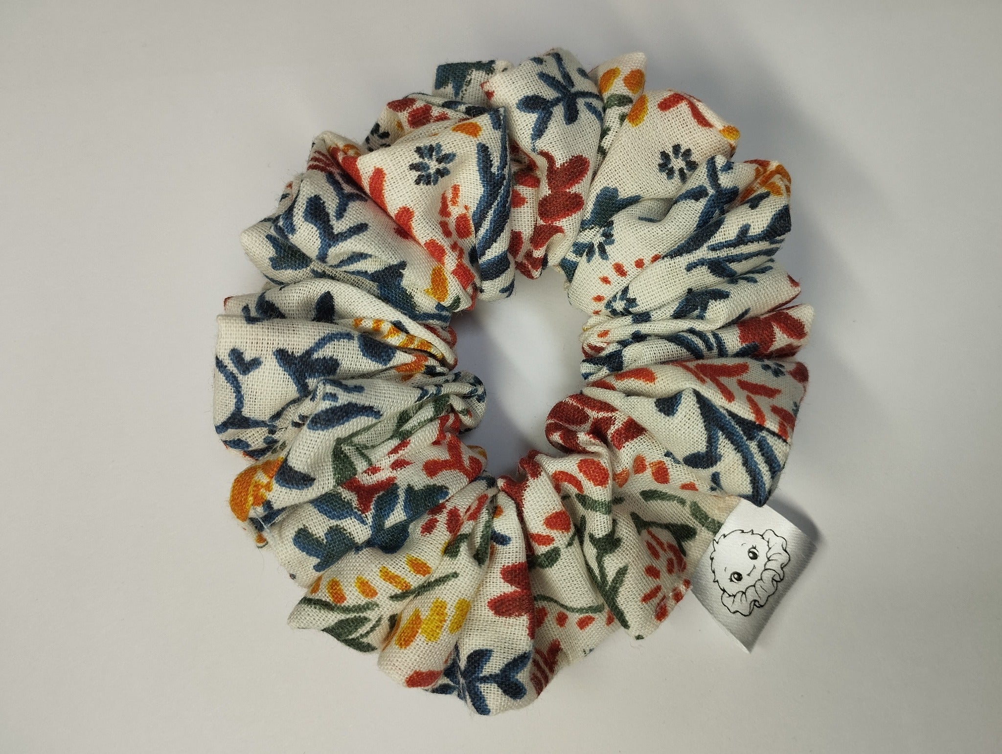 Folk Garden medium scrunchie handmade in Cumbria by Scrunchlings