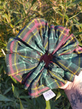 Forest Tartan Jumbo Scrunchie, front view showing the gathered shape