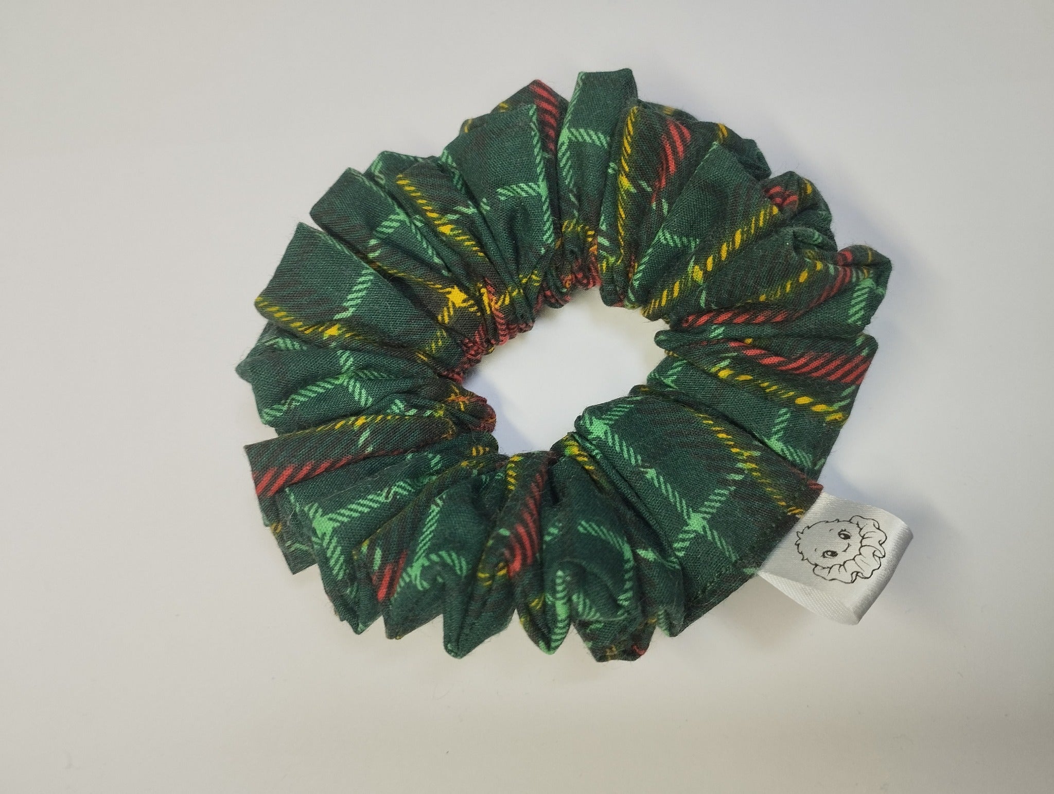 Forest Tartan Medium Scrunchie handmade in Cumbria by Scrunchlings