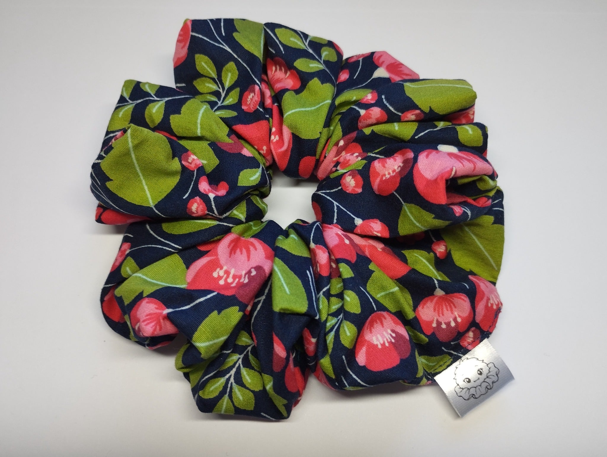 Midnight Poppies Jumbo Scrunchie handmade in Cumbria by Scrunchlings