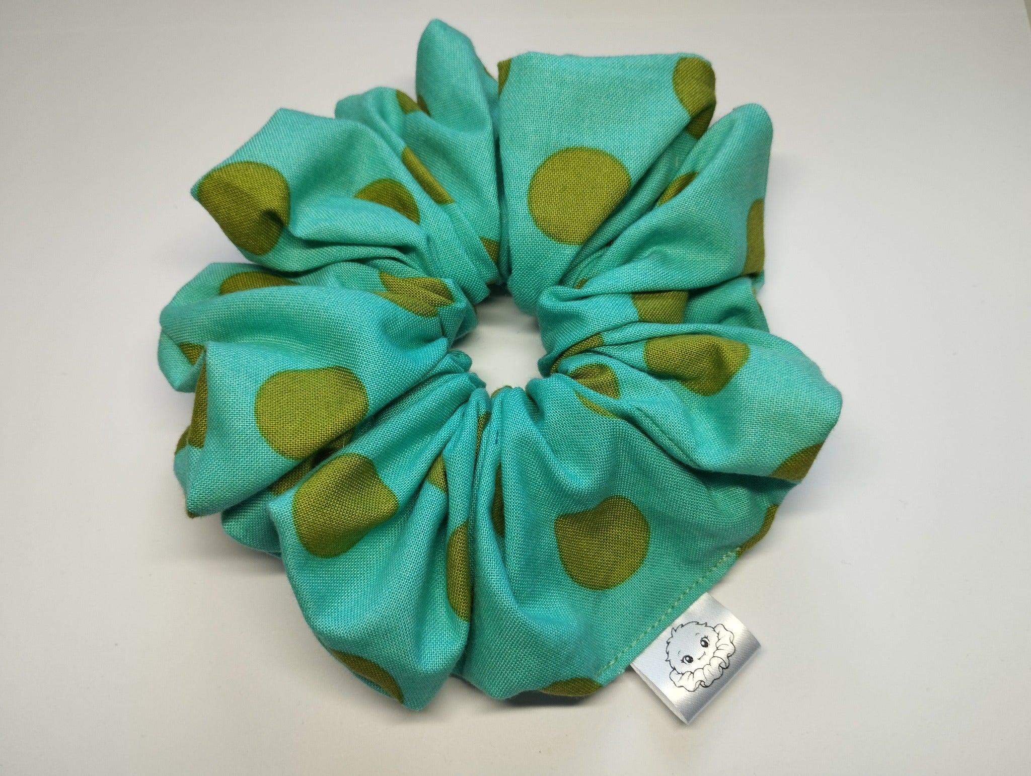 Mint Spot Jumbo Scrunchie handmade in Cumbria by Scrunchlings