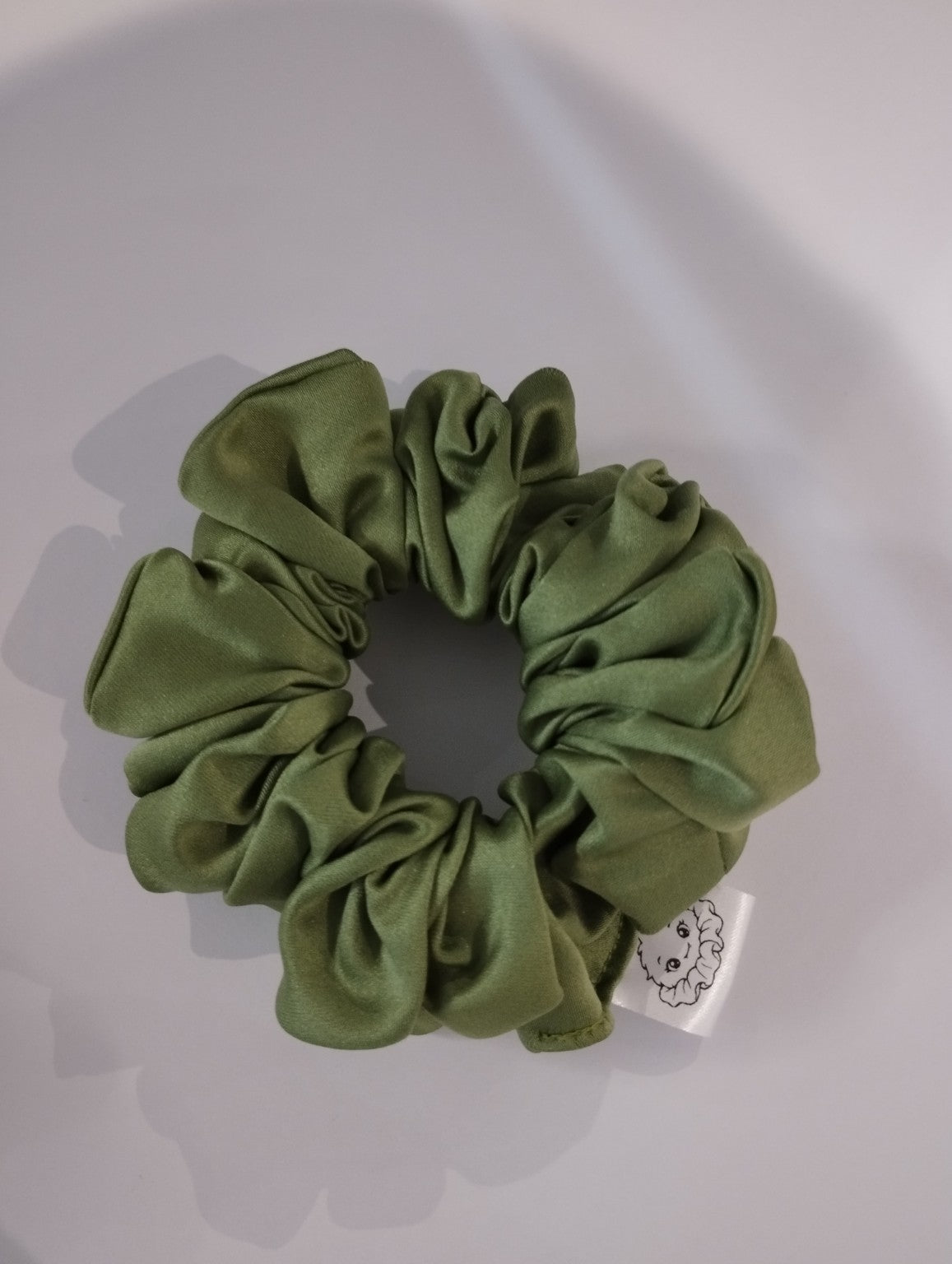 Moss green medium satin Scrunchlings scrunchie