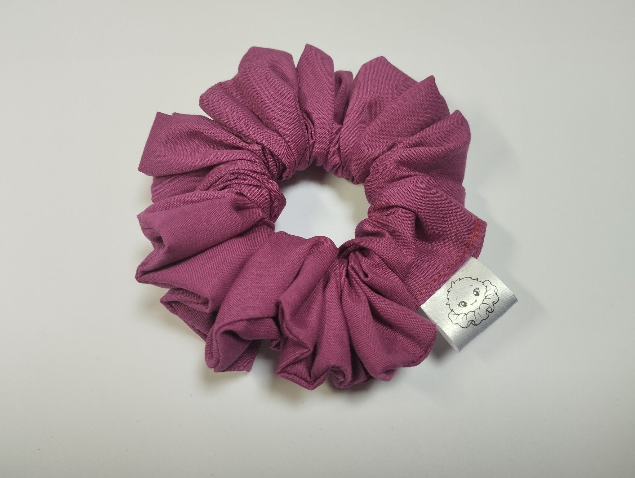 Plum Jam plain purple medium scrunchie handmade in Cumbria by Scrunchlings