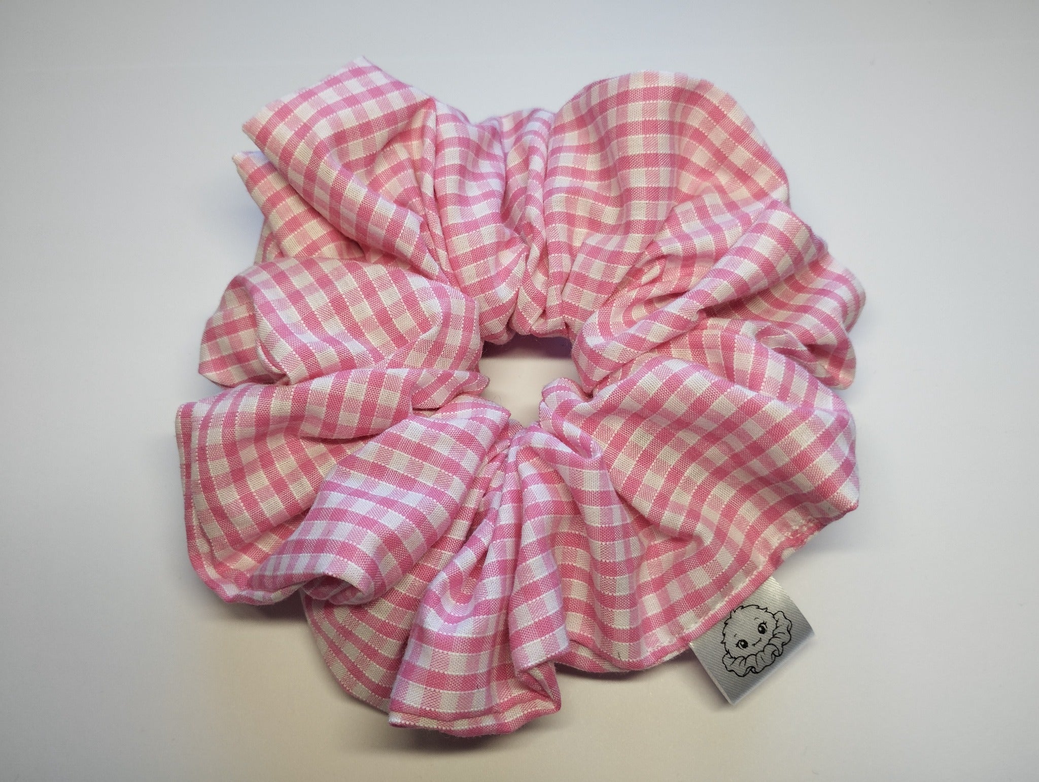 Rose Gingham Jumbo Scrunchie handmade in Cumbria by Scrunchlings
