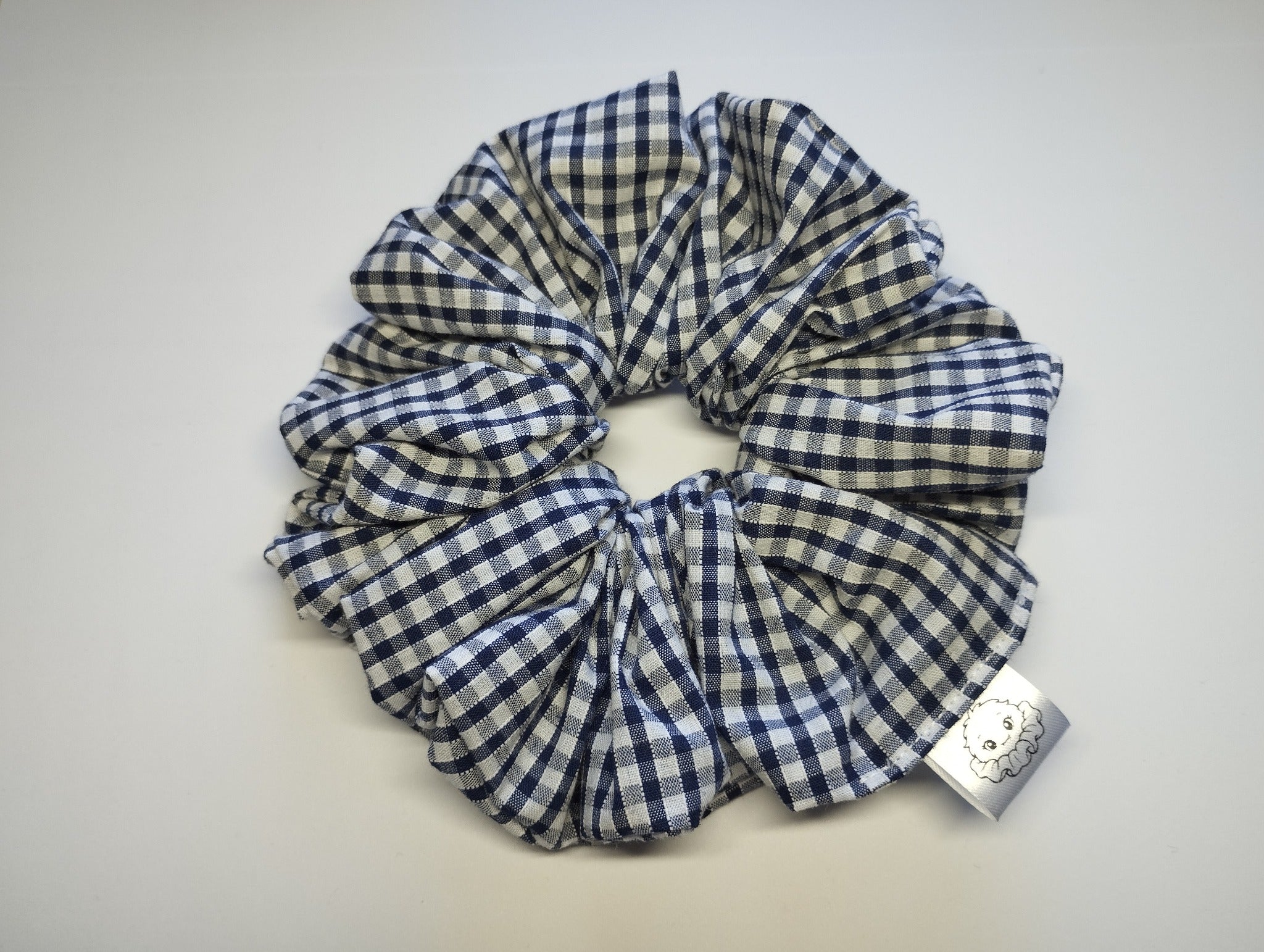 Ink Gingham Jumbo Scrunchie handmade in Cumbria by Scrunchlings