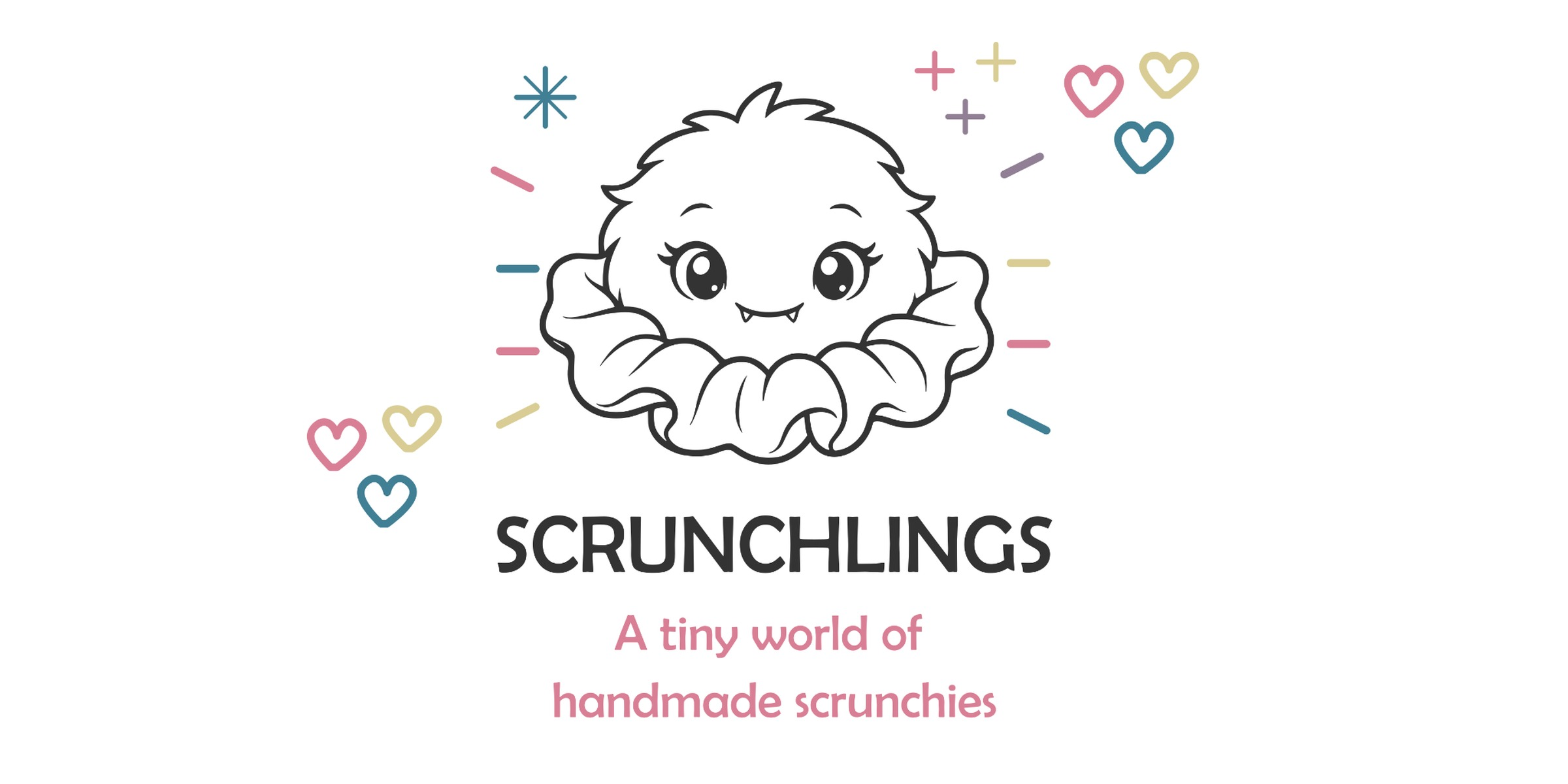 Scrunchlings homepage hero banner with logo and pastel brand details
