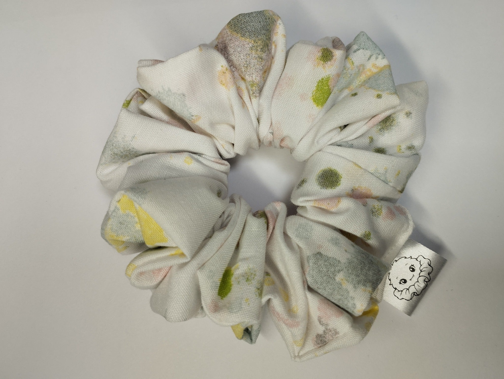 Watercolour Splatter medium scrunchie handmade in Cumbria by Scrunchlings