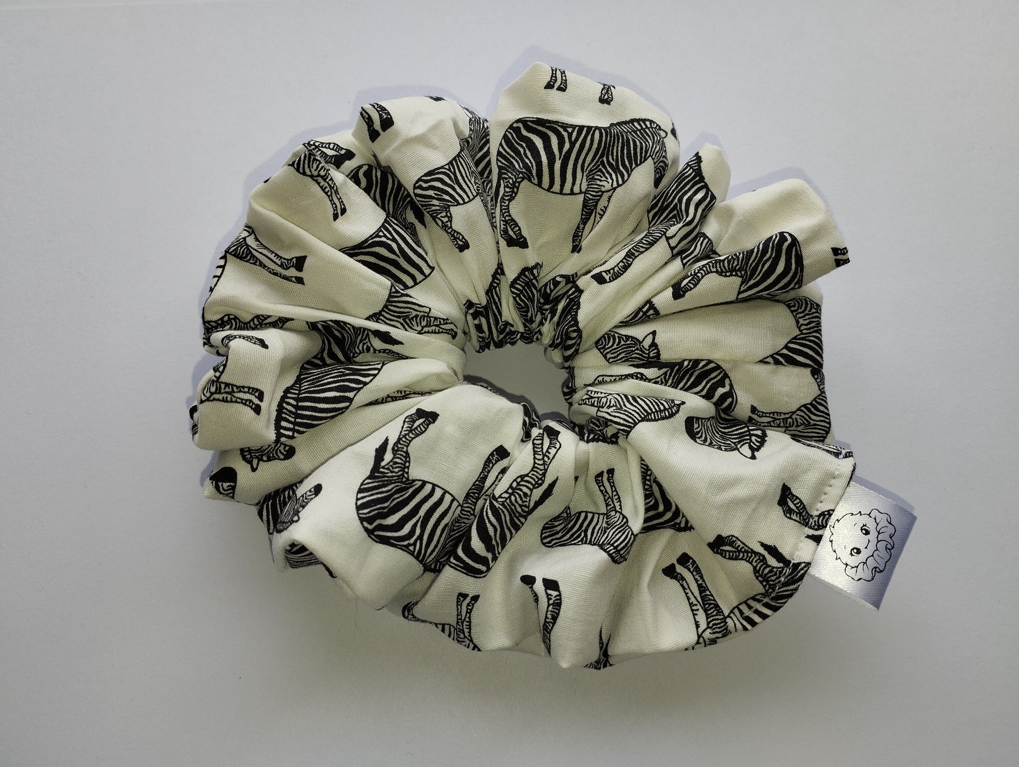 Zebra Parade Jumbo Scrunchie handmade in Cumbria by Scrunchlings